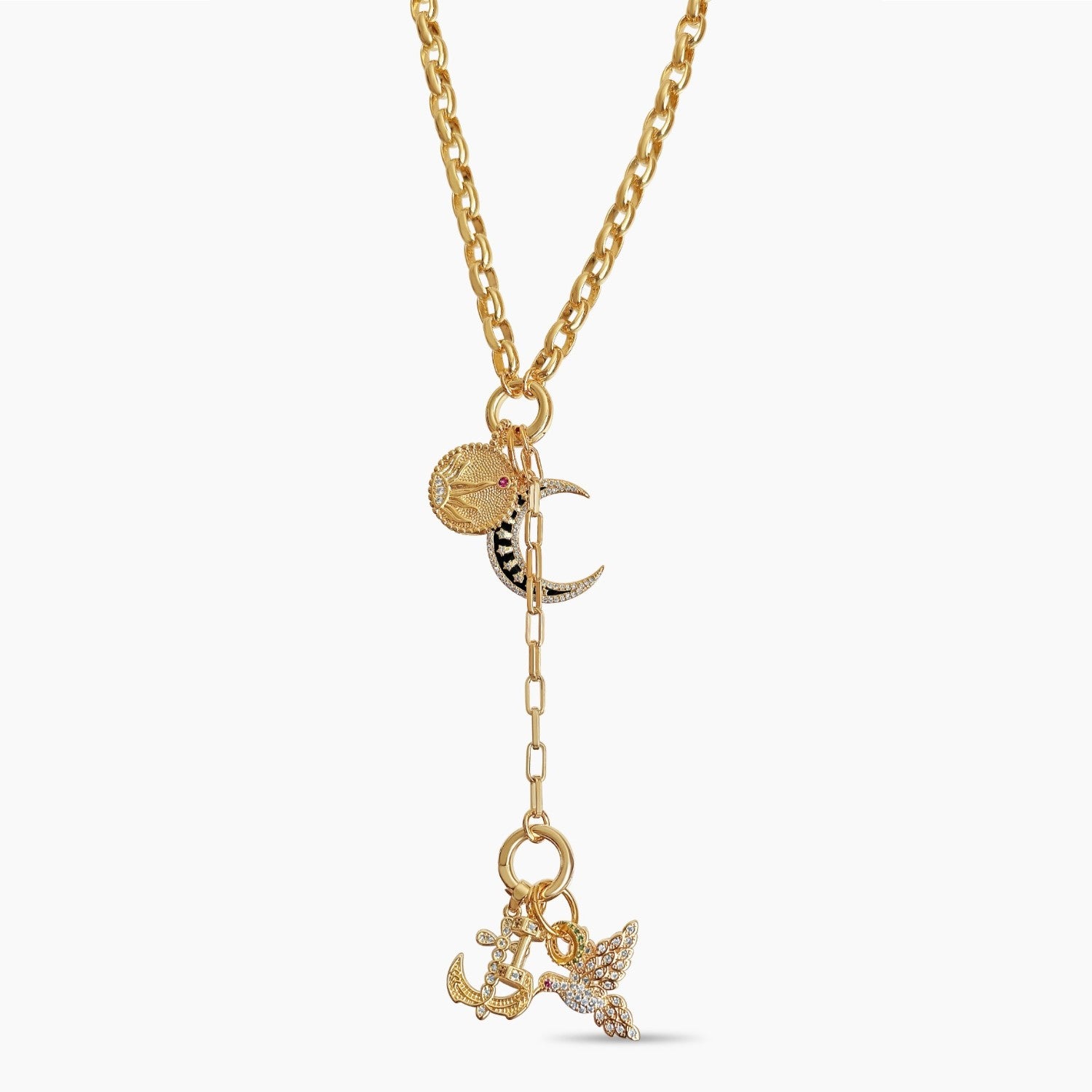 Gaia Duo Charm Chain Drop Necklace