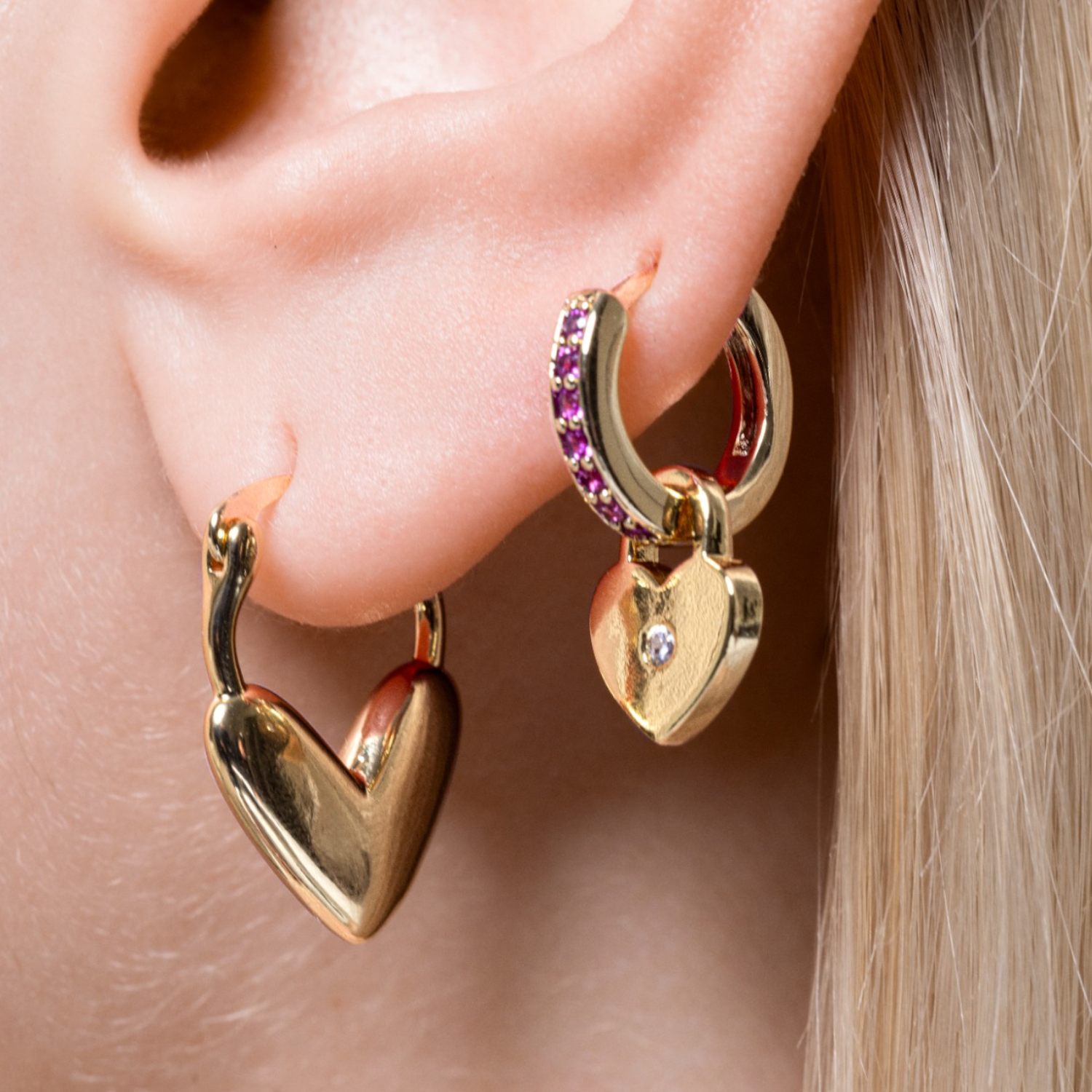 Dede Padlock Heart Hoop Charm