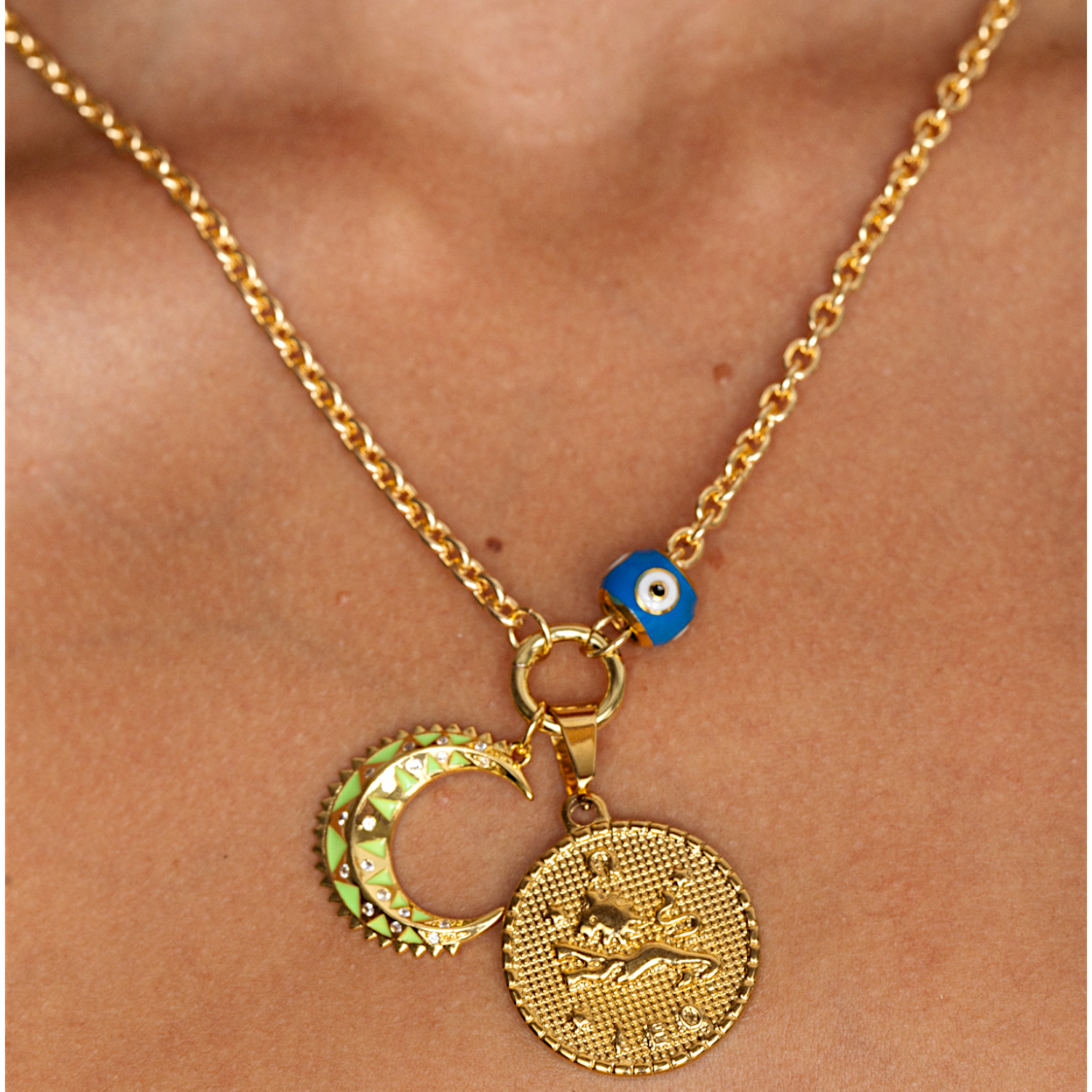 Luna Enamel Crescent Moon Pendant