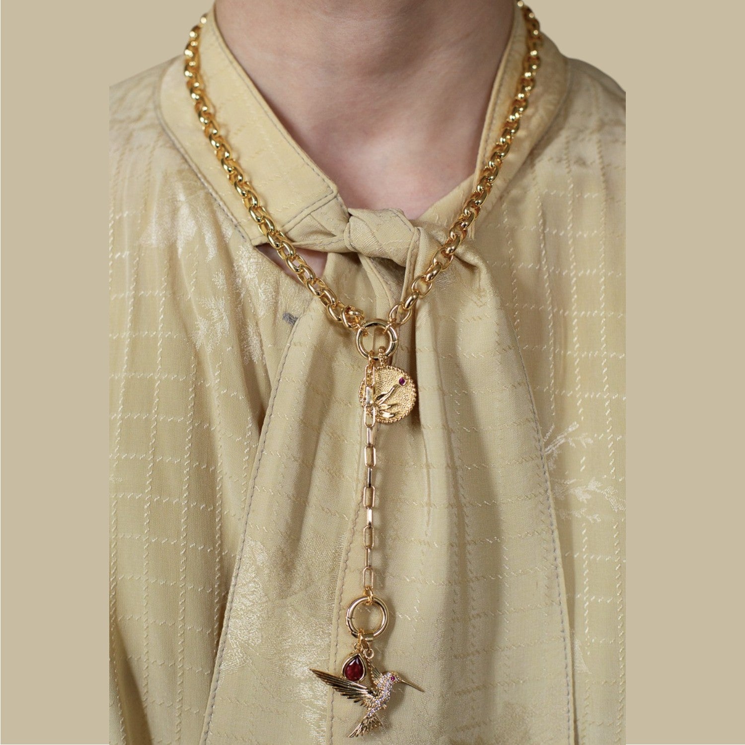 Gaia Duo Charm Chain Drop Necklace