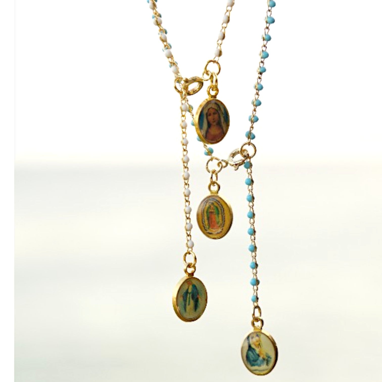 Madonna Prayer Strand Rosary Necklace