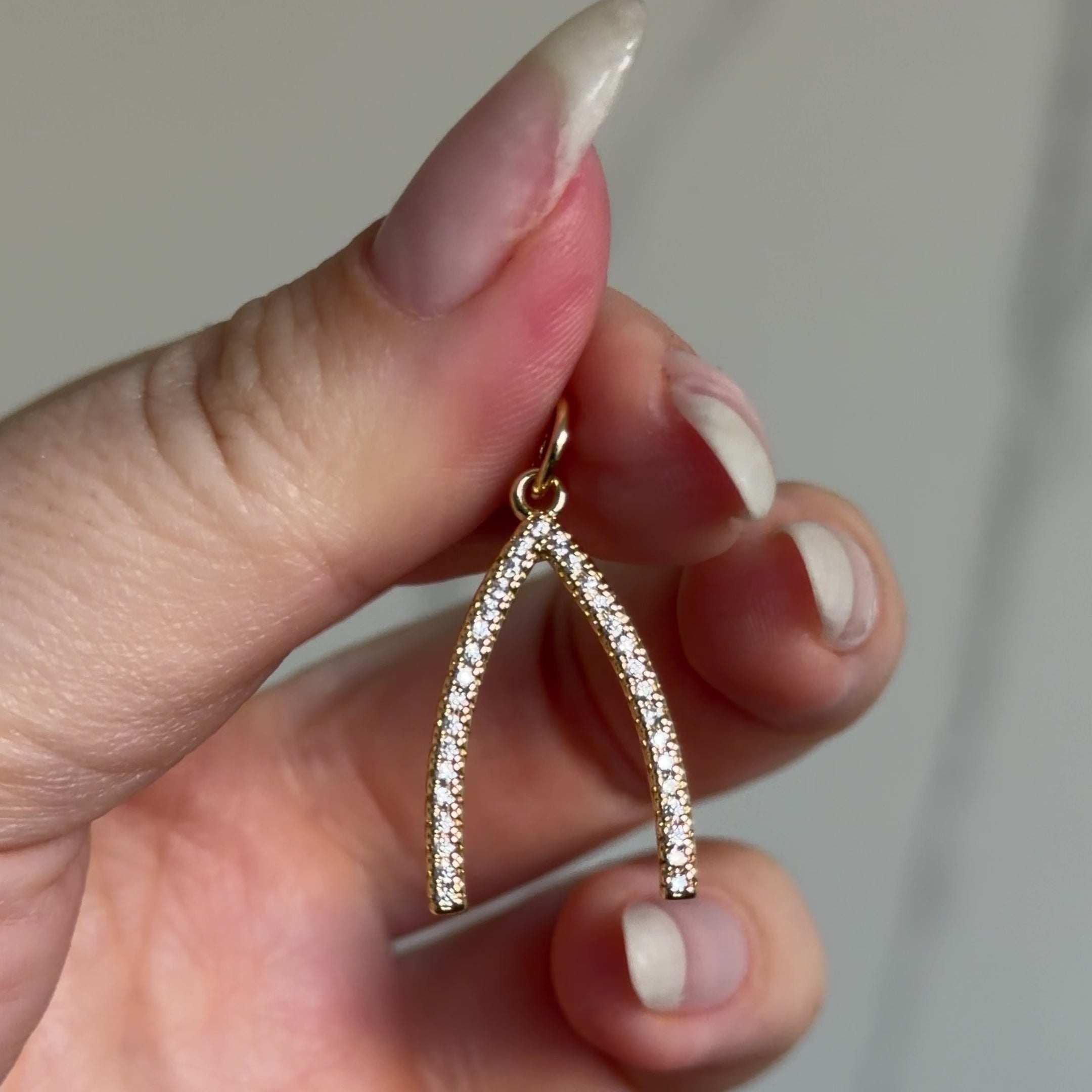 Pavé Wishbone Charm