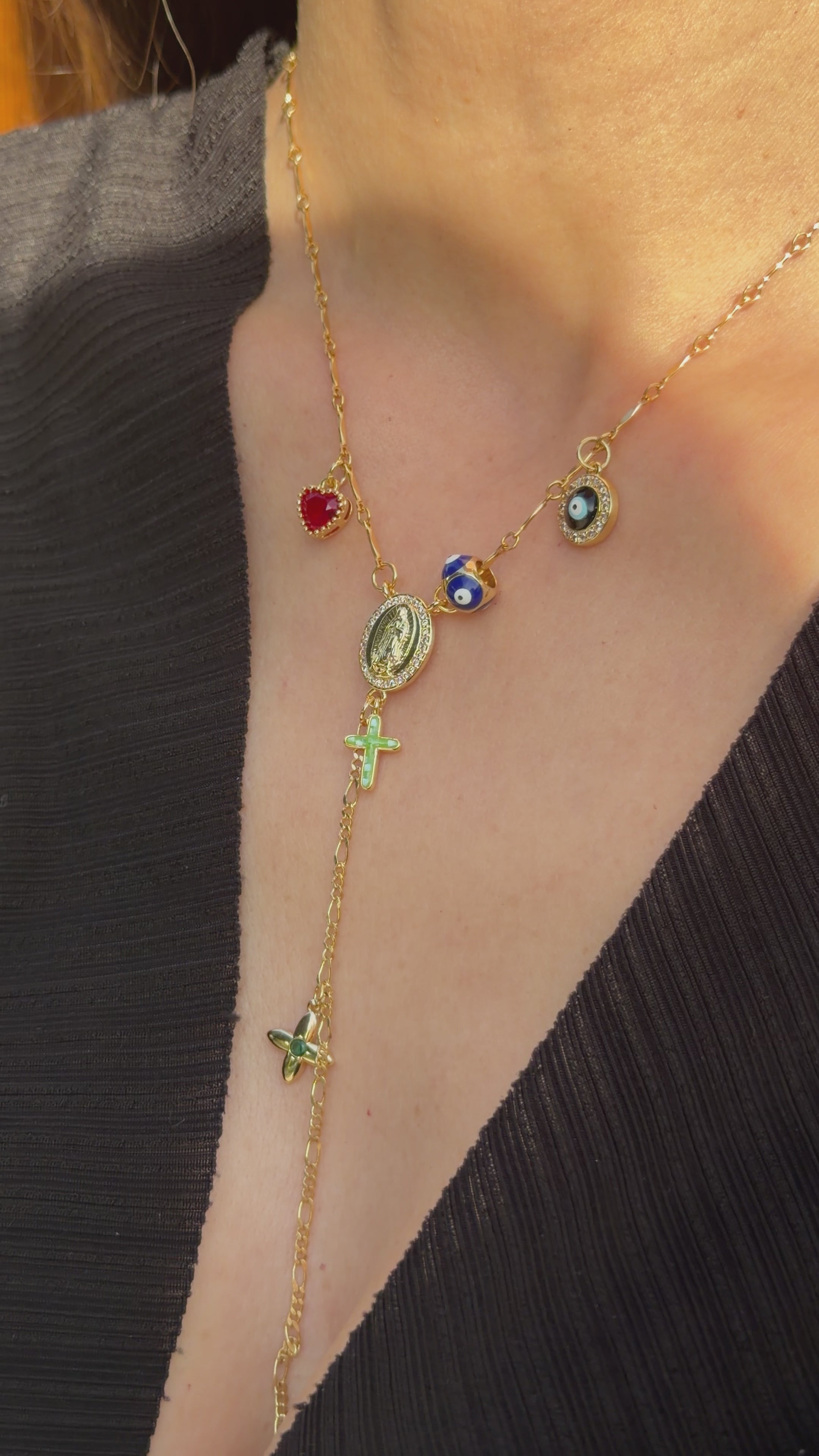 Selene Amulet Rosary Lariat