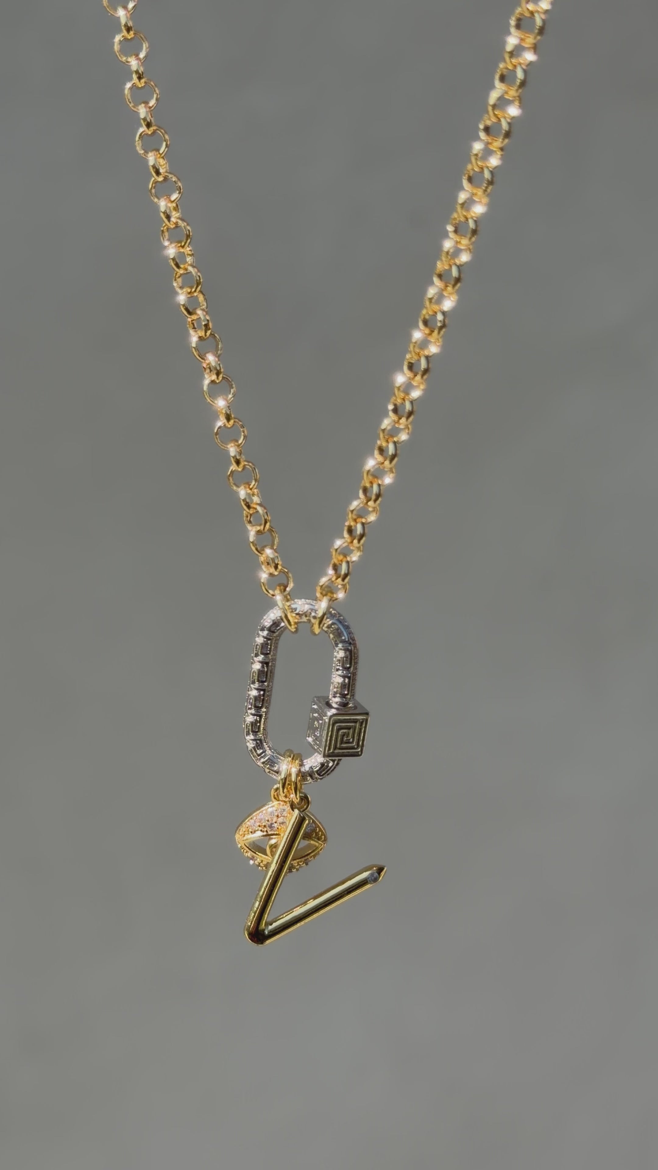 Greek Key Twist Lock Carabiner Charm