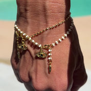 Protection Evil Eye Gold Bead Bracelet