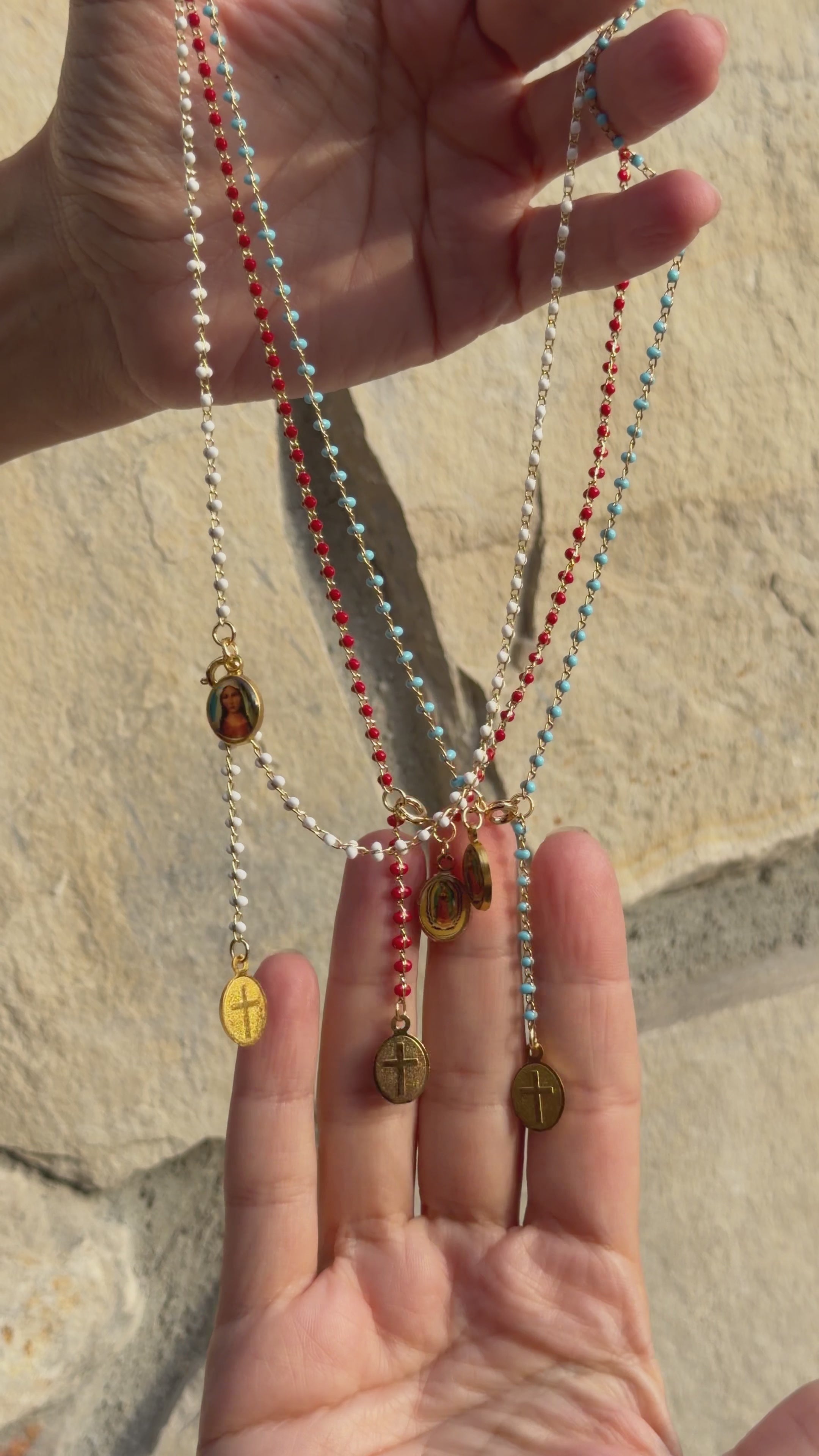 Madonna Prayer Strand Rosary Necklace