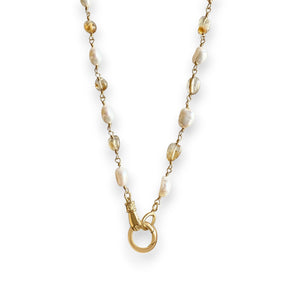 Solara Pearl and Citrine Strand Charm Necklace
