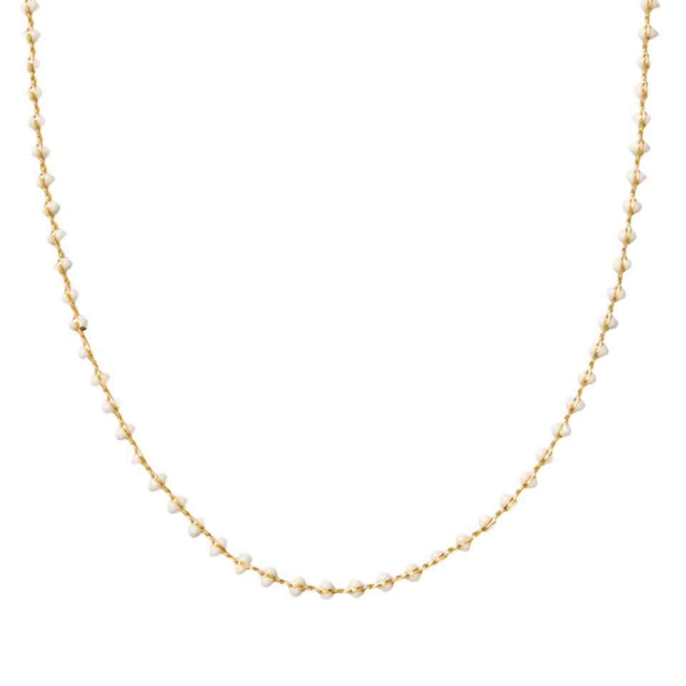 White Enamel Ball Strand Necklace