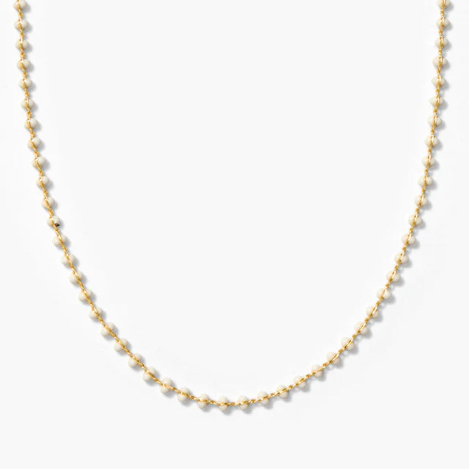 White Enamel Ball Strand Necklace