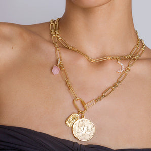 Flat Link Charm Chain Necklace